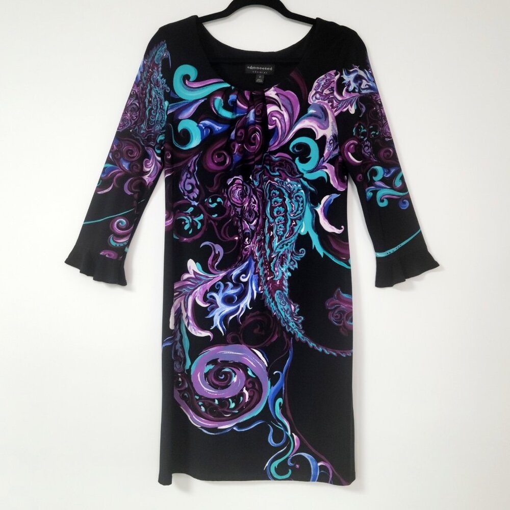 Connected Apparel Paisley Ruffle Sleeve Art to Wear Bohemian Dark Academia
